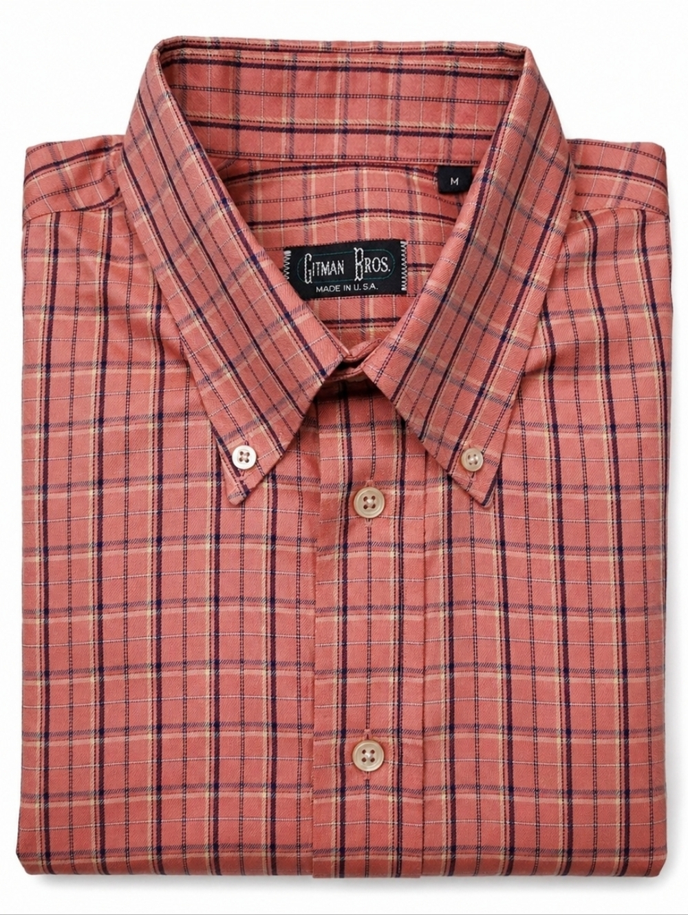 Gitman Bros Shirt Mens M Red Plaid Button Down Oxford Made In USA Classic Fit